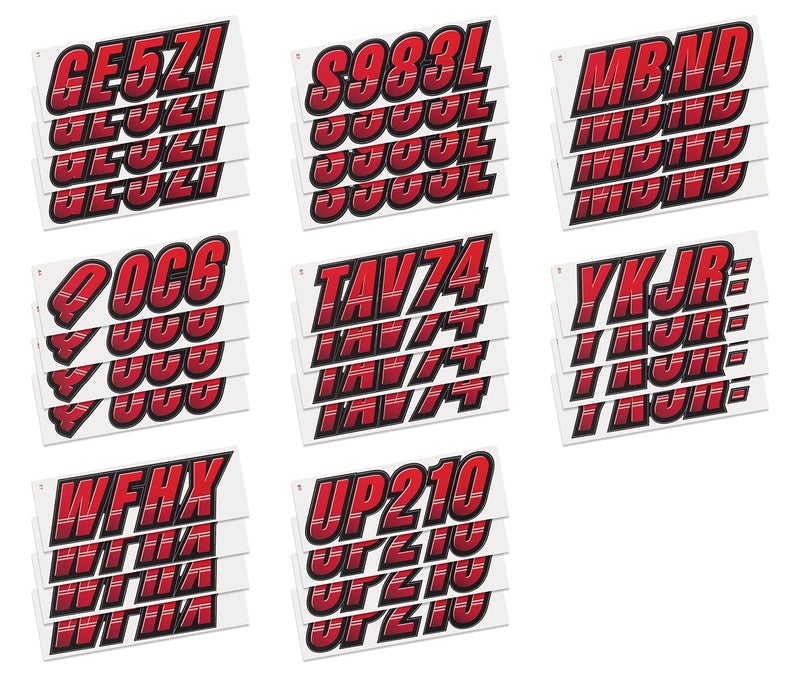 STIFFIE Techtron Red/Black 3" Boat & PWC Registration Decals â€¢ Numbers Letters Stickers - Image 4